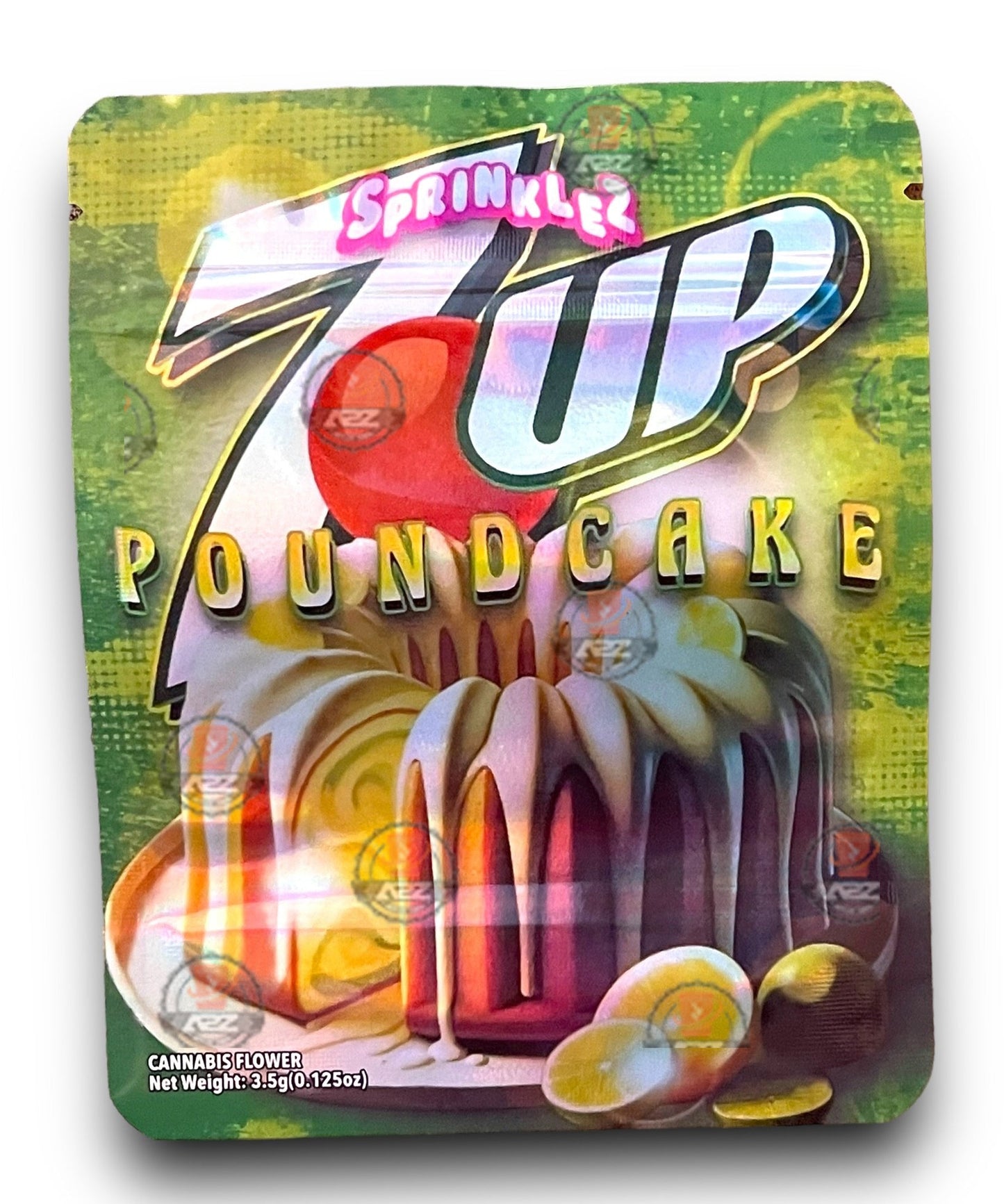 Sprinklez 7 UP Pound Cake 3.5G Sticker Mylar Bags Holographic
