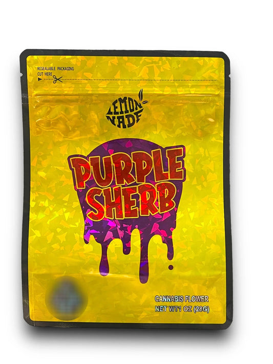 Lemonade Purple Sherb 1 OZ 28G Mylar empty Mylar bag 1 ounce (50 Count) - Black Unicorn Hub