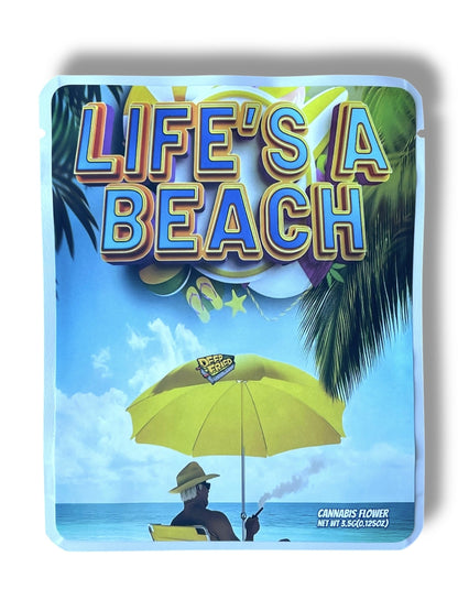 Deep Fried Lifes a Beach 3.5G Sticker Mylar Bags