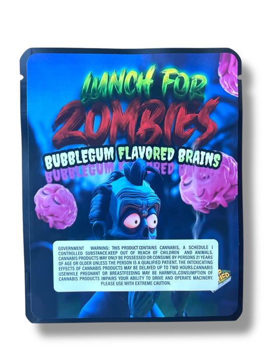 Deep Fried Lunch For Zombies Bubblegum Flavored Brains 3.5G Sticker Mylar Bags