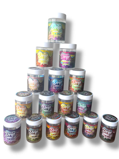 Drip Snowcaps  16-1oz Plastic Jars - Varity Pack 16 Flavors in box 1 pound with outer box Empty Jars