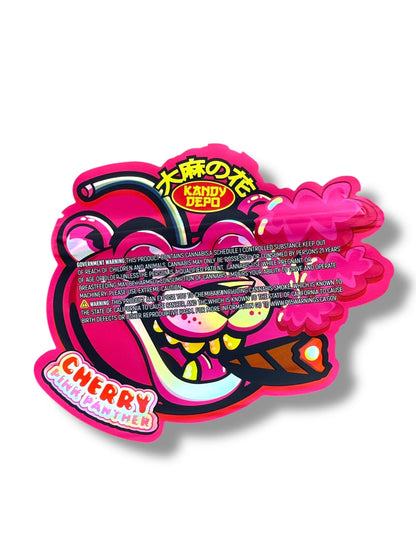 Kandy Depo Cherry Pink Panther Mylar Bag 3.5g shape bag