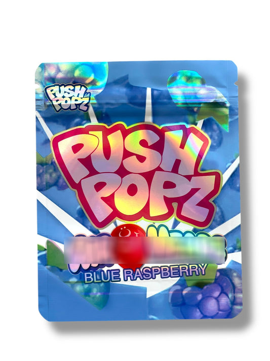 Push Popz Blue Raspberry 3.5g Mylar Bag- Packaging Only