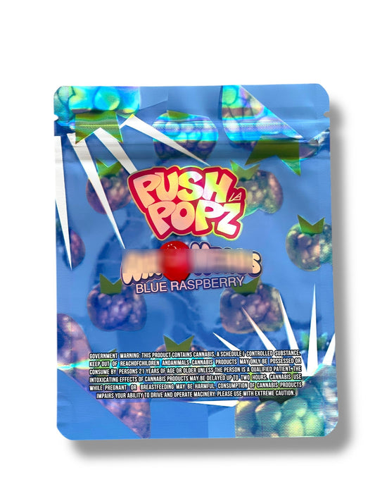 Push Popz Blue Raspberry 3.5g Mylar Bag- Packaging Only