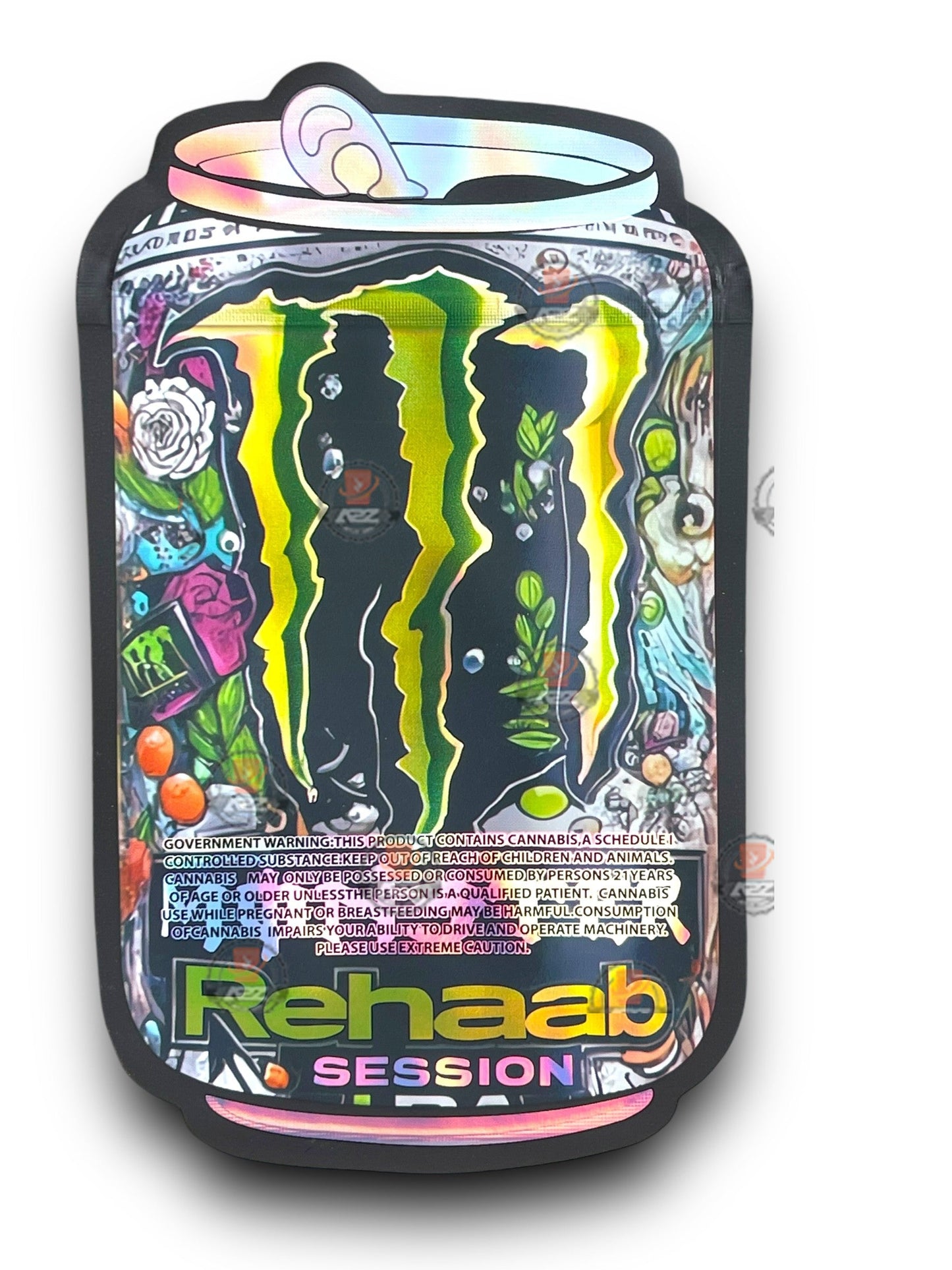 Monster Rehab Mylar Bags 3.5g Holographic