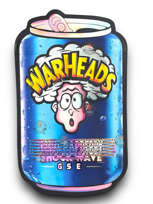 Warheads Blue Raspberry Shock Wave GSE Mylar Bags 3.5g Holographic