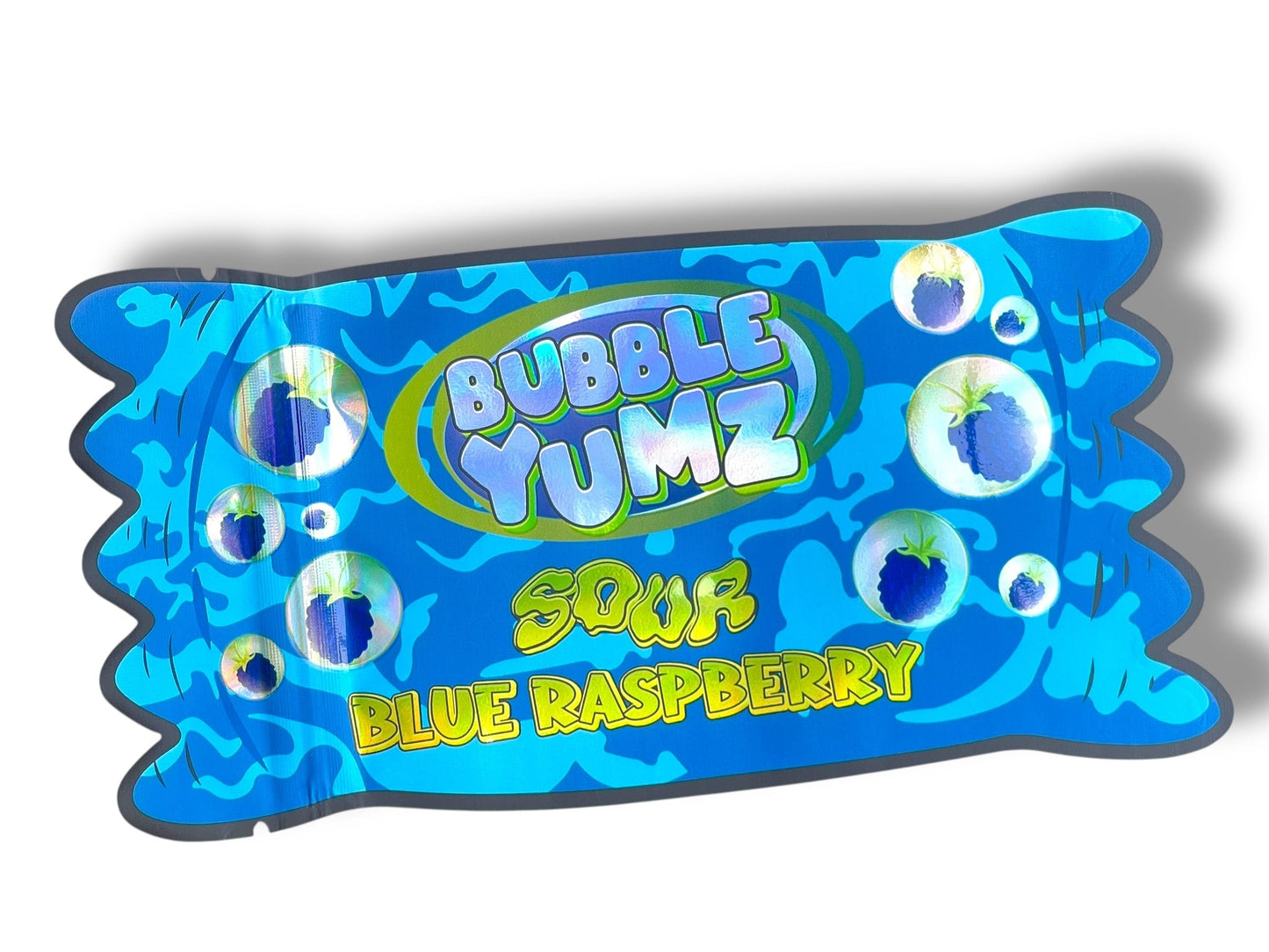 Bubble Yumz Sour Blue Raspberry Mylar Bag 3.5g shape bag