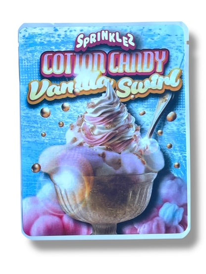 Sprinklez Cotton Candy Vanilla Swirl 3.5G Mylar Bags -With stickers and label