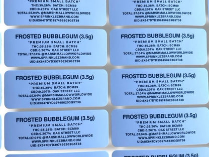 Sprinklez Frosted Bubblegum Marshmallow 3.5G Mylar Bags -With stickers and label