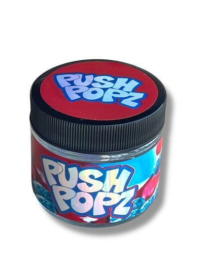 Push Pop ICEE Blue Raspberry Cherry Cereal 3.5g Glass Jars with Holographic Stickers