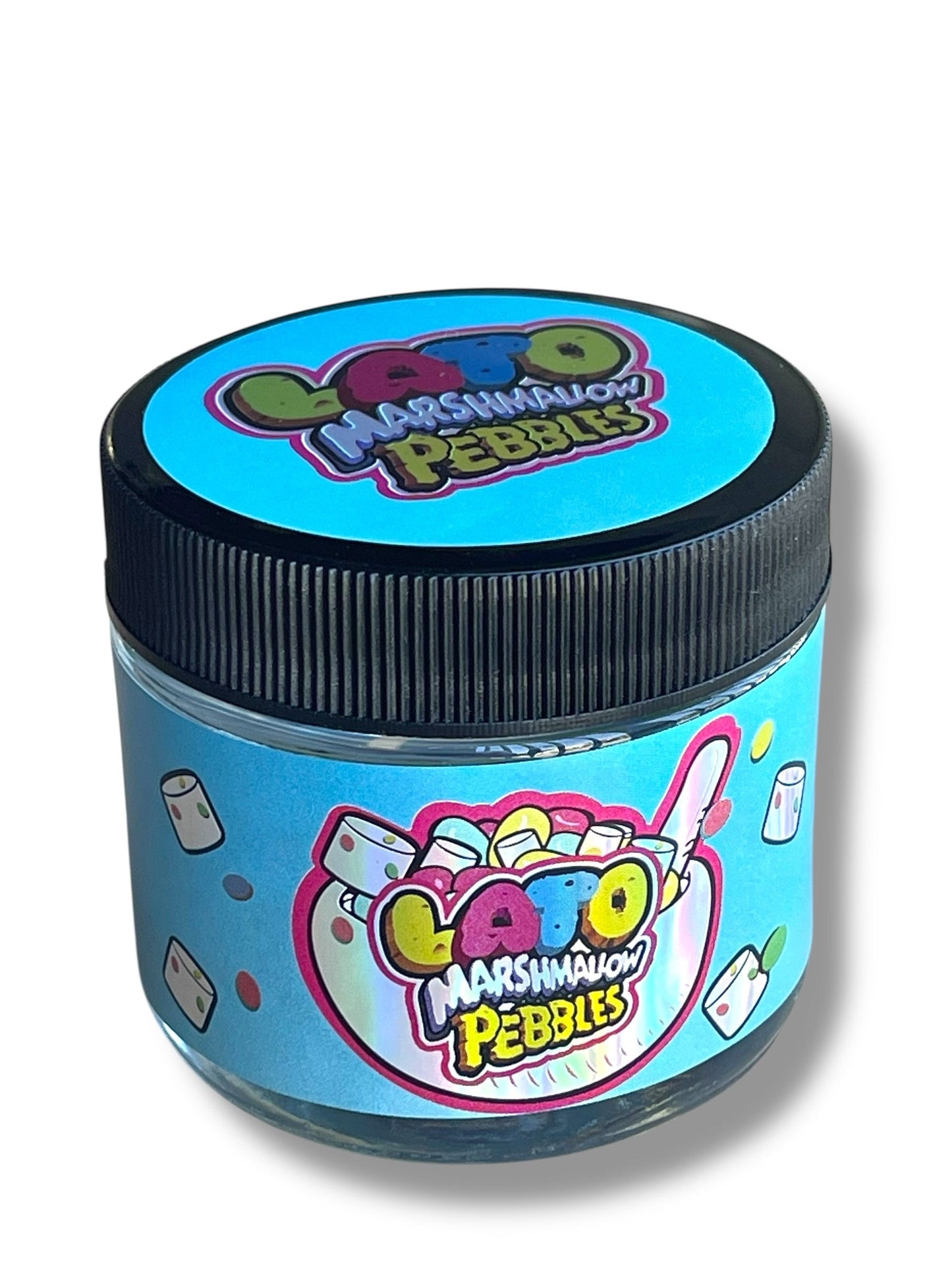 Lato Marshmallow Pebbles 3.5g Glass Jars with Holographic Stickers