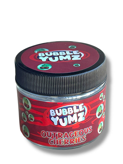 Bubble Yum Outrageous Cherries 3.5g Glass Jars with Holographic Stickers