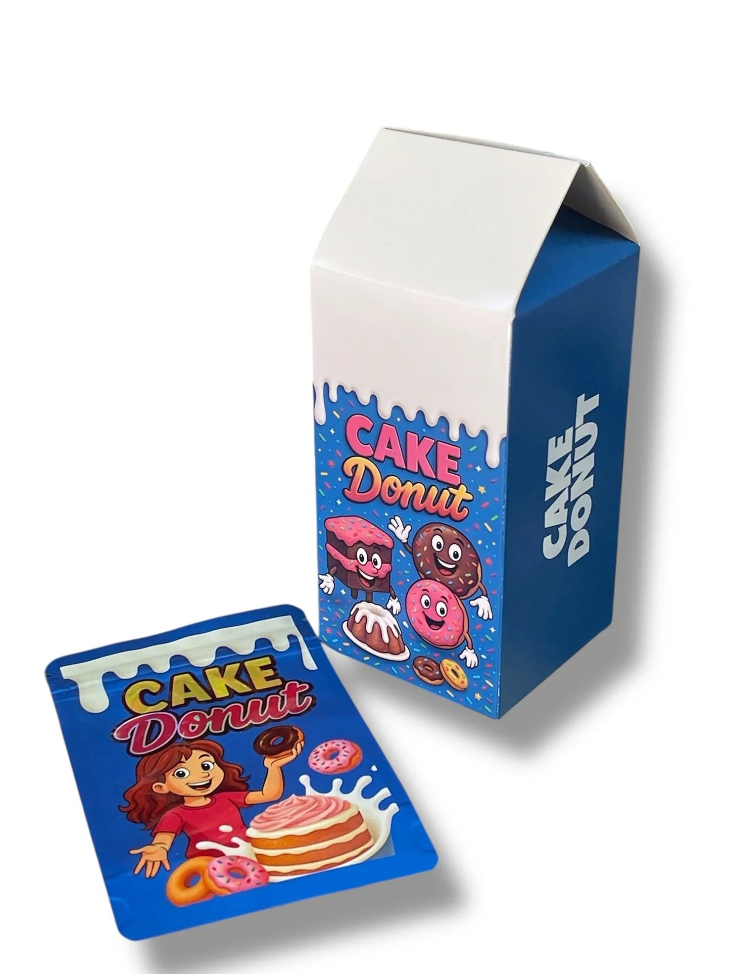 Cake Donut Mylar Bags with Milk Boxes 3.5g Box Packaging - Black Unicorn Hub