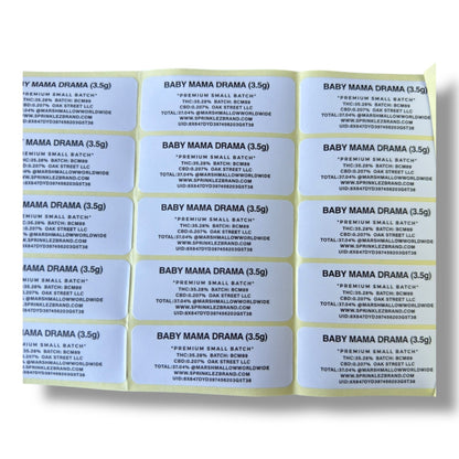 Sprinklez Baby Mama Drama 3.5G Mylar Bags -With stickers and label