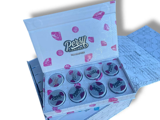 Persy Diamonds 64-3.5g Glass Jars - Varity Pack 8 Flavors in box- empty jars - Black Unicorn Hub
