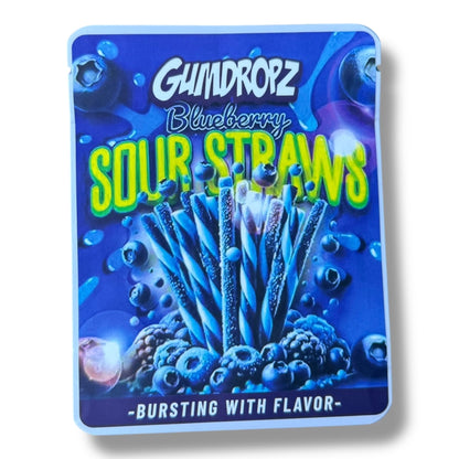 Sprinklez Blueberry Sour Straws 3.5G Mylar Bags -With stickers and label