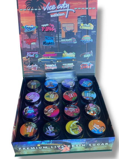 Whole Melt Vice City Edition 1oz Glass Jars - Varity Pack 16 Strains in box Empty Jars