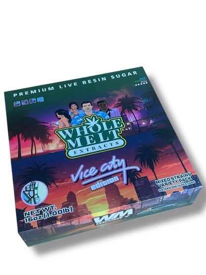 Whole Melt Vice City Edition 1oz Glass Jars - Varity Pack 16 Strains in box Empty Jars