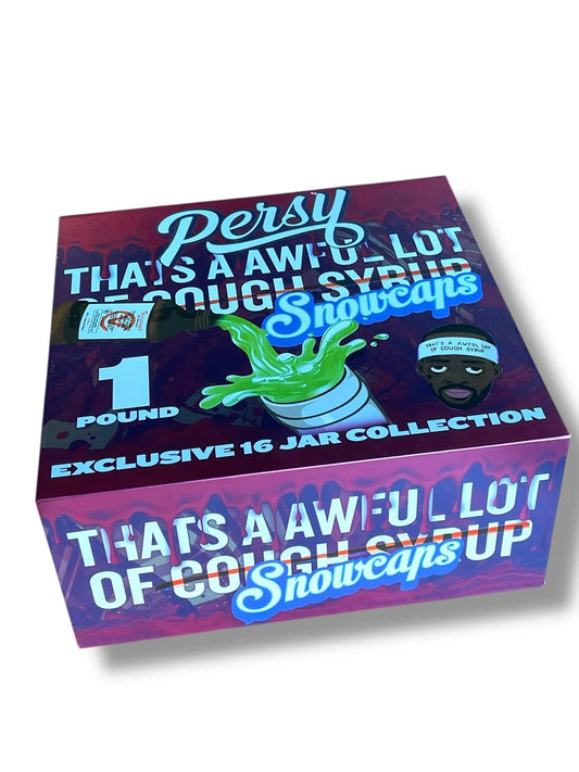 Persy Snowcaps Cough Syrup 16-1oz Plastic Jars - Varity Pack 16 Flavors in box 1 pound Empty Jars - Black Unicorn Hub