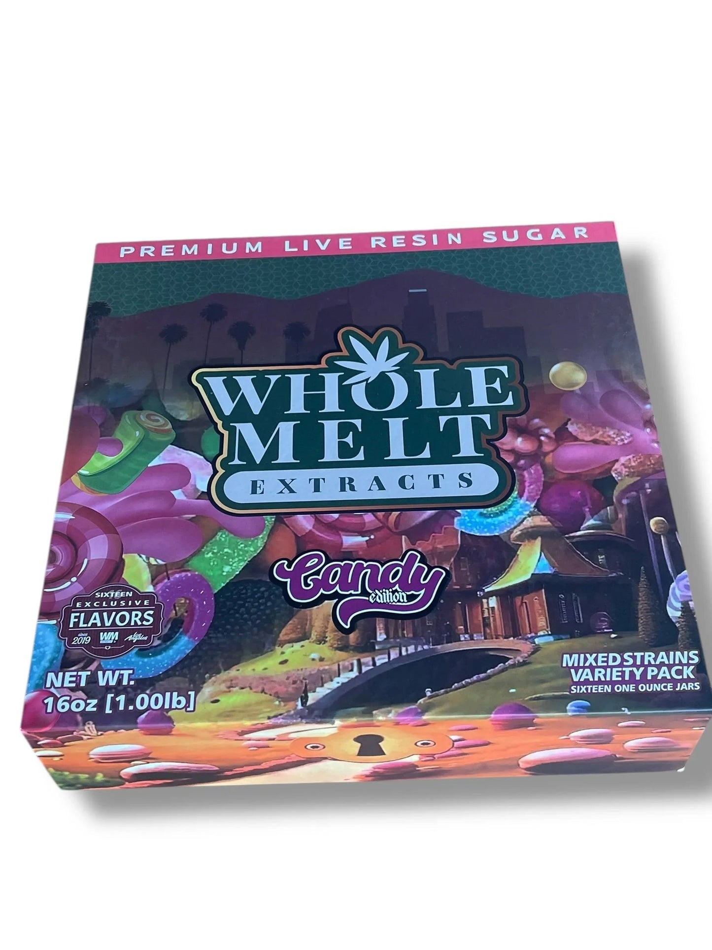 Whole Melt Candy Edition 1oz Glass Jars - Varity Pack 16 Strains in box Empty Jars - Black Unicorn Hub