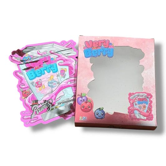 Very Berry 3.5g Mylar Bags & Boxes with Window - Black Unicorn Hub