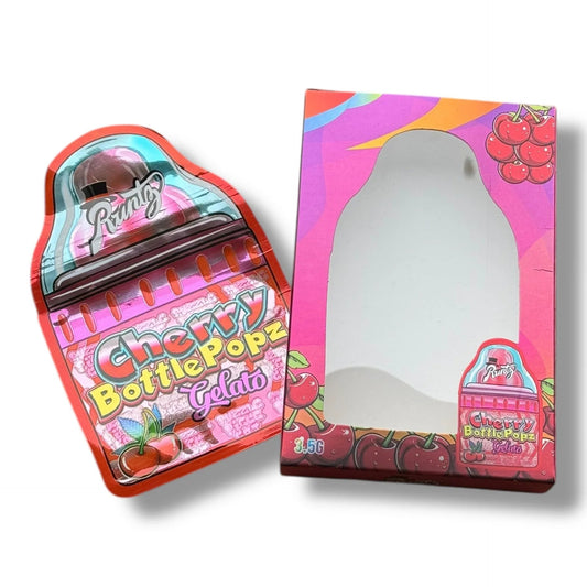 Cherry Bottle Popz Gelato 3.5g Mylar Bags & Boxes with Window - Black Unicorn Hub