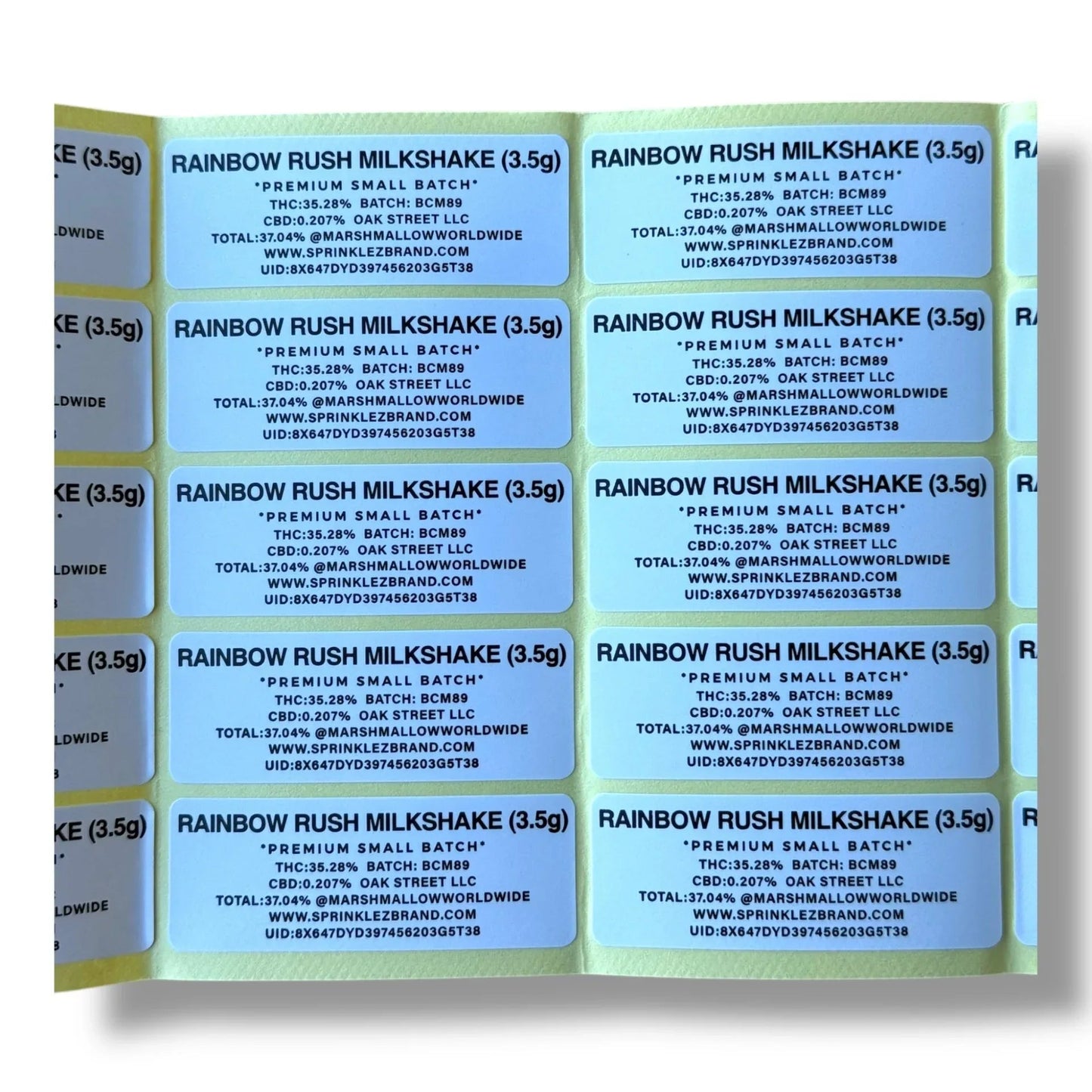 Sprinklez Rainbow Rush Milkshake 3.5G Mylar Bags -With stickers and label - Black Unicorn Hub