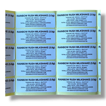 Sprinklez Rainbow Rush Milkshake 3.5G Mylar Bags -With stickers and label - Black Unicorn Hub