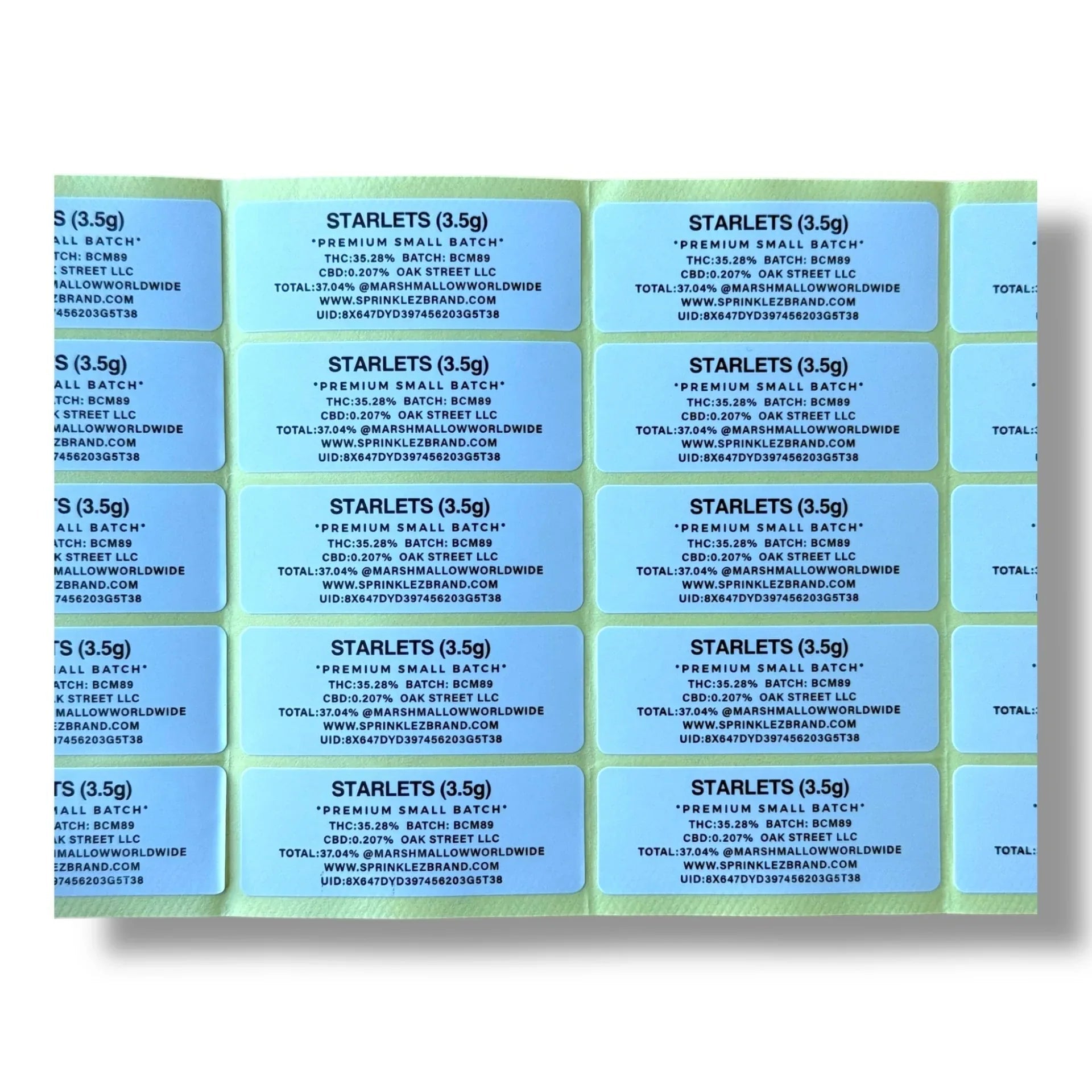 Sprinklez Starlets 3.5G Mylar Bags -With stickers and label - Black Unicorn Hub