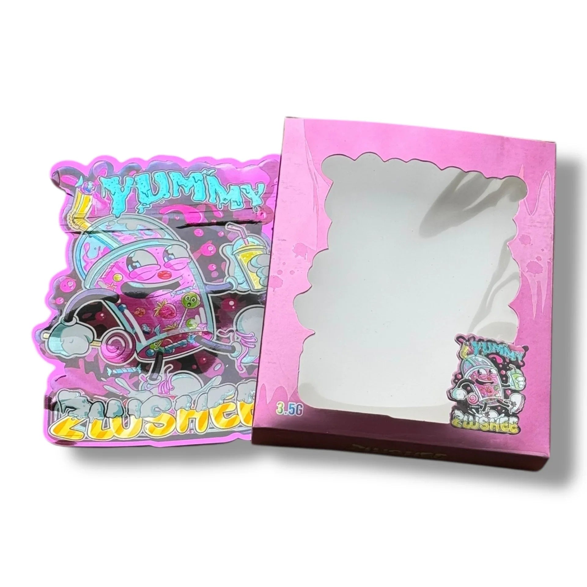 Yummy Zlushee 3.5g Mylar Bags & Boxes with Window - Black Unicorn Hub