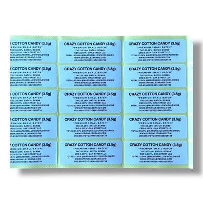 Gumdropz Crazy Cotton Candy 3.5G Mylar Bags -With stickers and label - Black Unicorn Hub