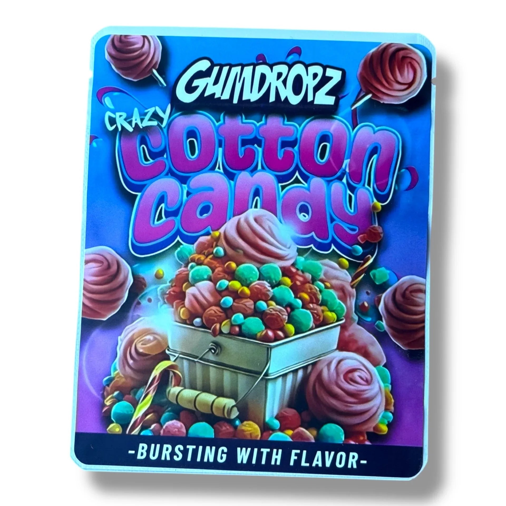 Gumdropz Crazy Cotton Candy 3.5G Mylar Bags -With stickers and label - Black Unicorn Hub