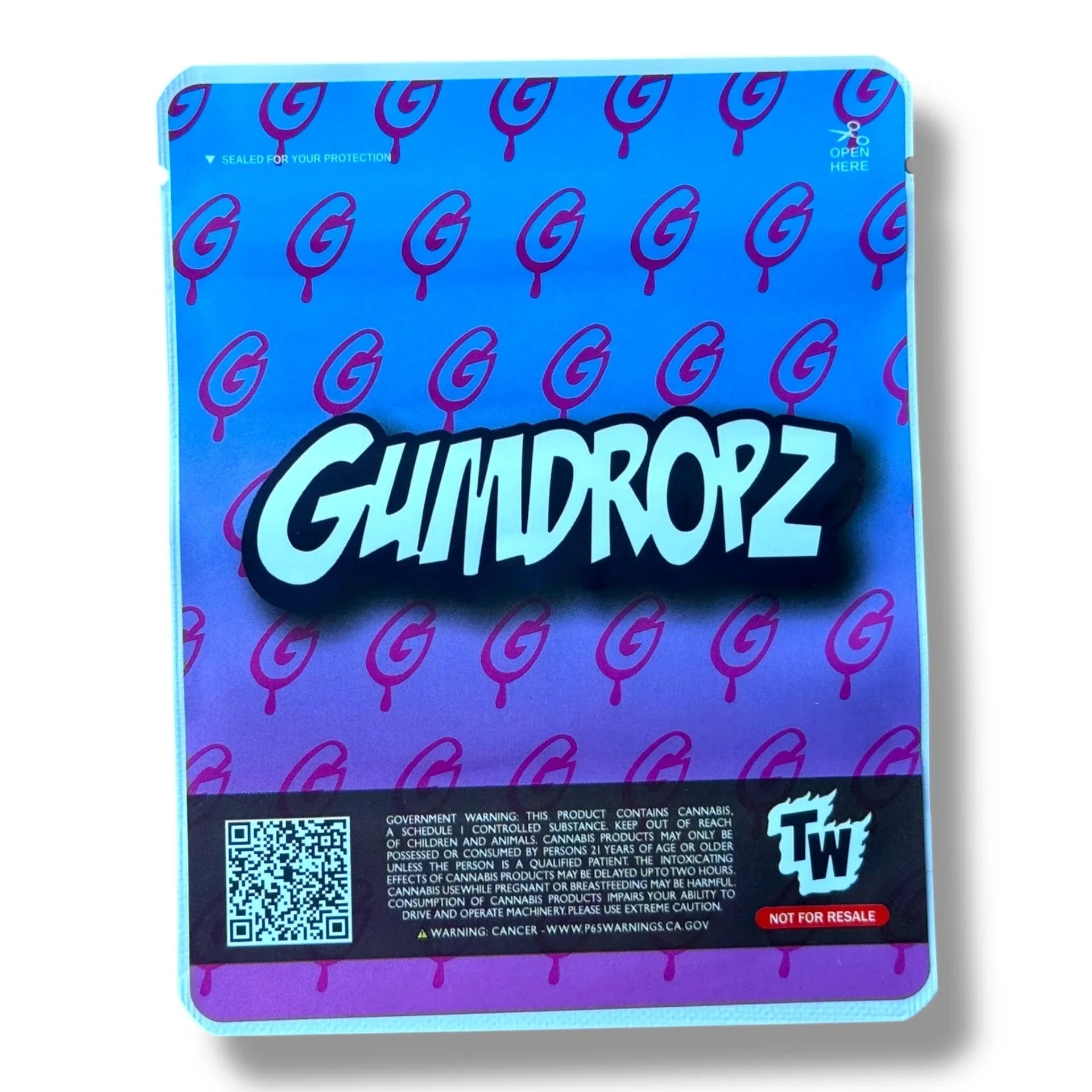 Gumdropz Crazy Cotton Candy 3.5G Mylar Bags -With stickers and label - Black Unicorn Hub