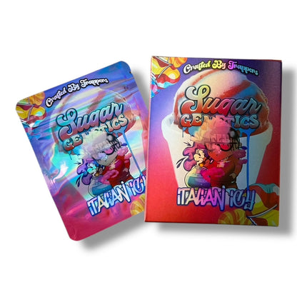 Sugar Genetics Italian Icy Mylar Bags with Boxes 3.5g Box Packaging Crafted By Trappers
