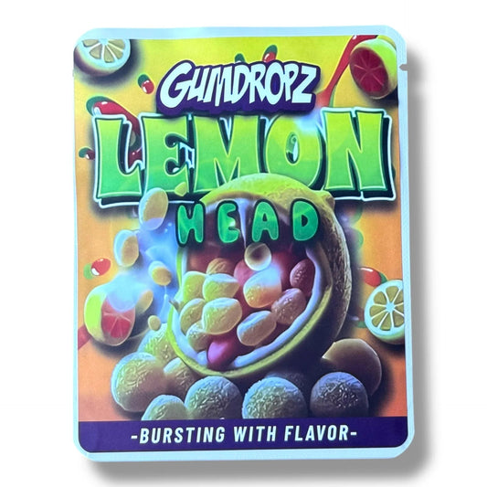Gumdropz Lemon head 3.5G Mylar Bags -With stickers and labe - Black Unicorn Hub
