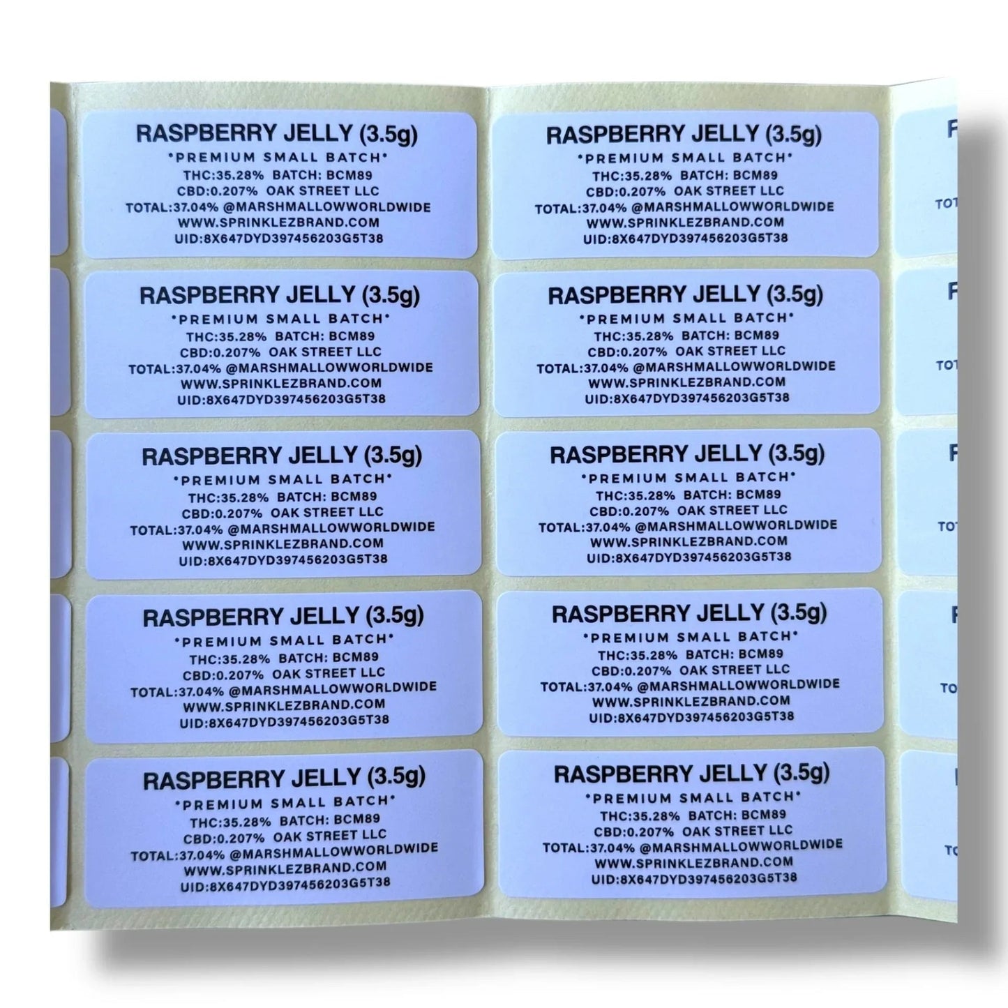 Raspberry Jelly Marshmallow 3.5G Mylar Bags -With stickers and label - Black Unicorn Hub