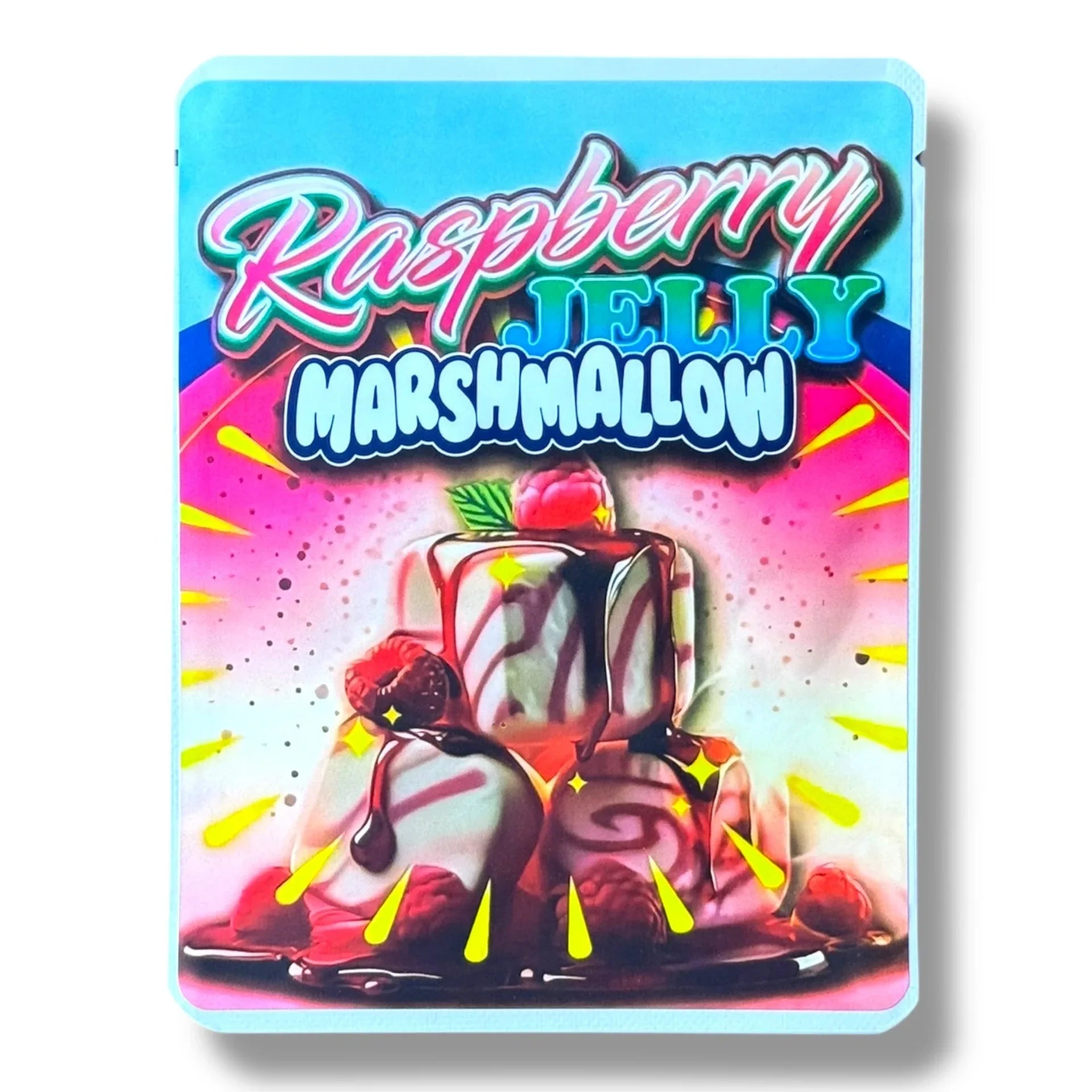 Raspberry Jelly Marshmallow 3.5G Mylar Bags -With stickers and label - Black Unicorn Hub