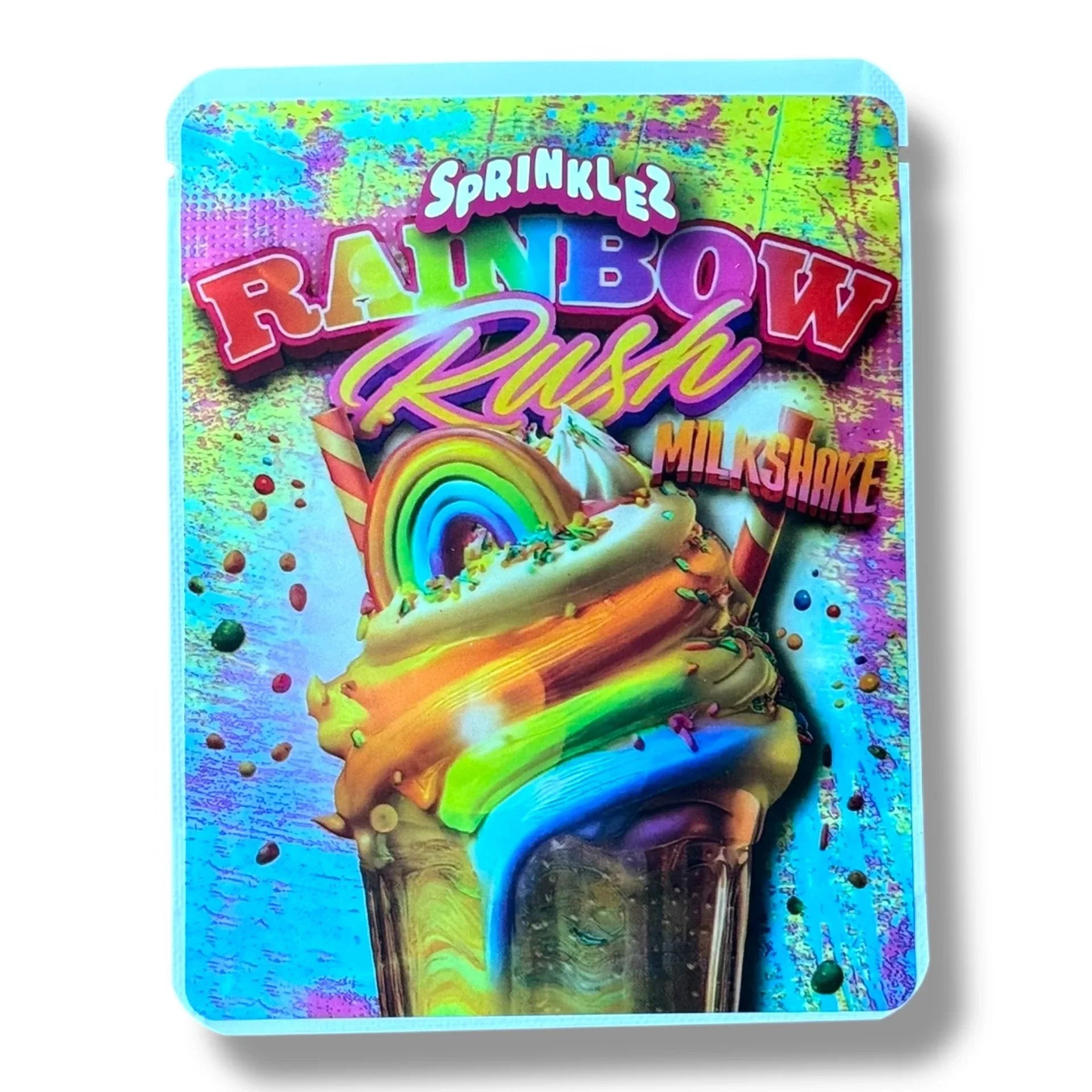 Sprinklez Rainbow Rush Milkshake 3.5G Mylar Bags -With stickers and label - Black Unicorn Hub