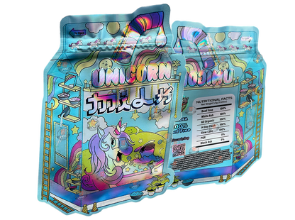 Unicorn Milk Mylar bag 3.5g cut out Empty Packaging- Holographic