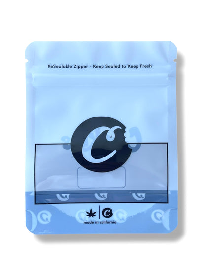 Cookies White with Window Mylar Bags 3.5 Grams Smell Proof Resealable Bags