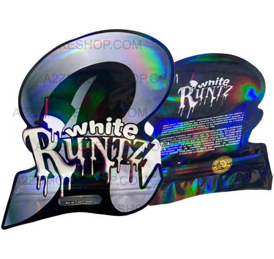 Black Unicorn White cut out Holographic Mylar bag 3.5g