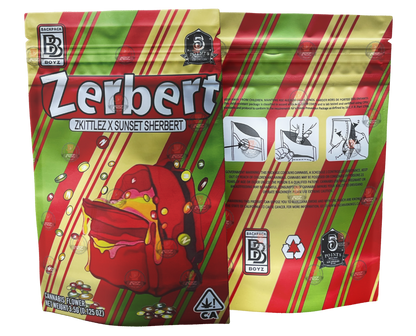 Backpack Boyz Zerbert Mylar Bags 3.5g SMELL PROOF RESEALABLE ZERBERT BAGS